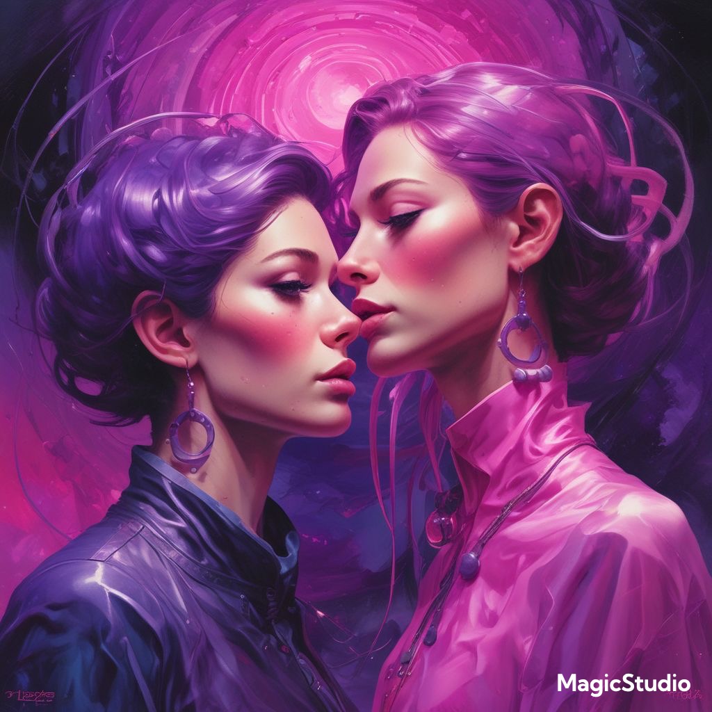 People watching a concert. Photo with a purple hue